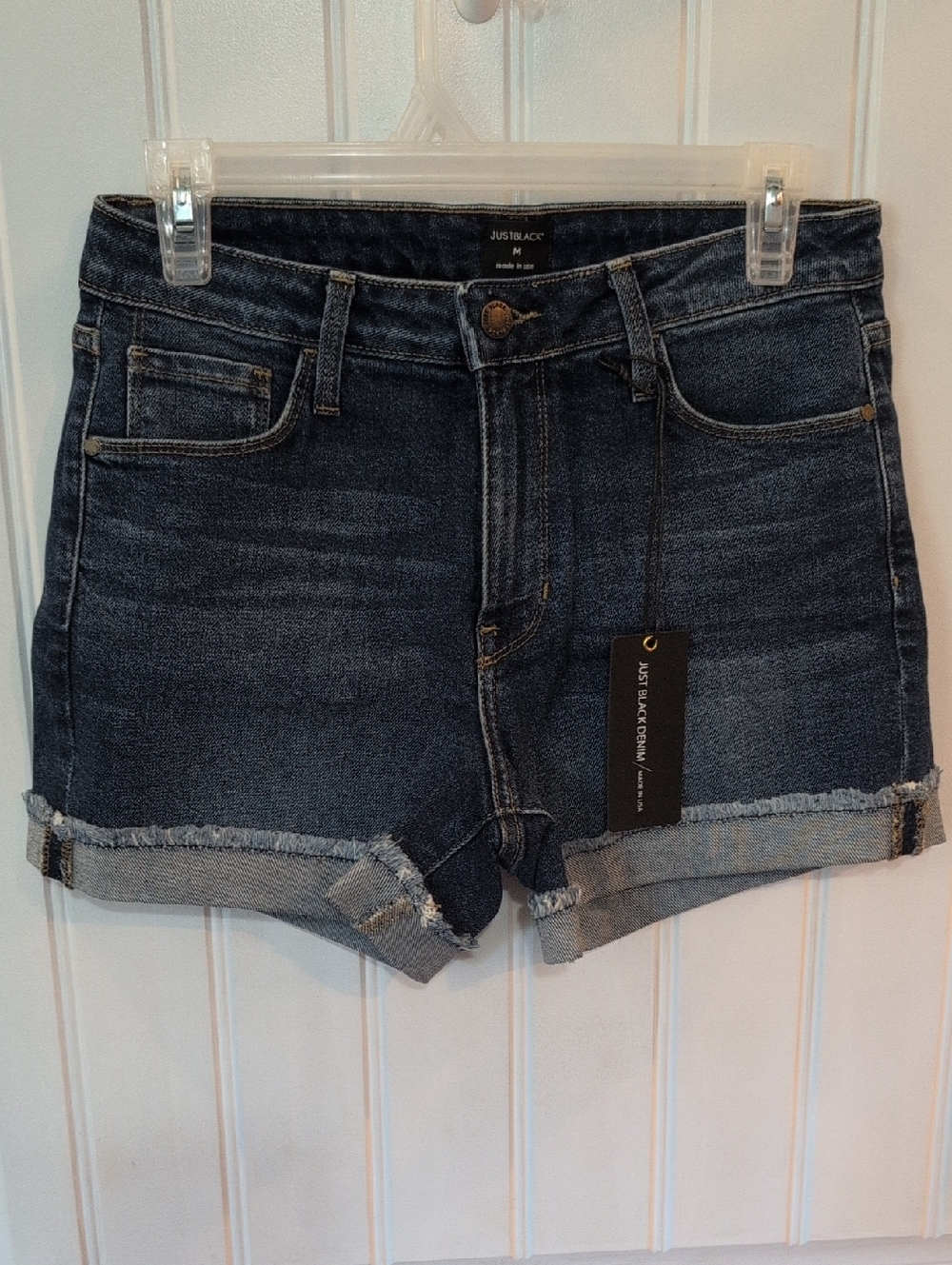 Just Black Dark Indigo Rolled Cuff Denim Shorts